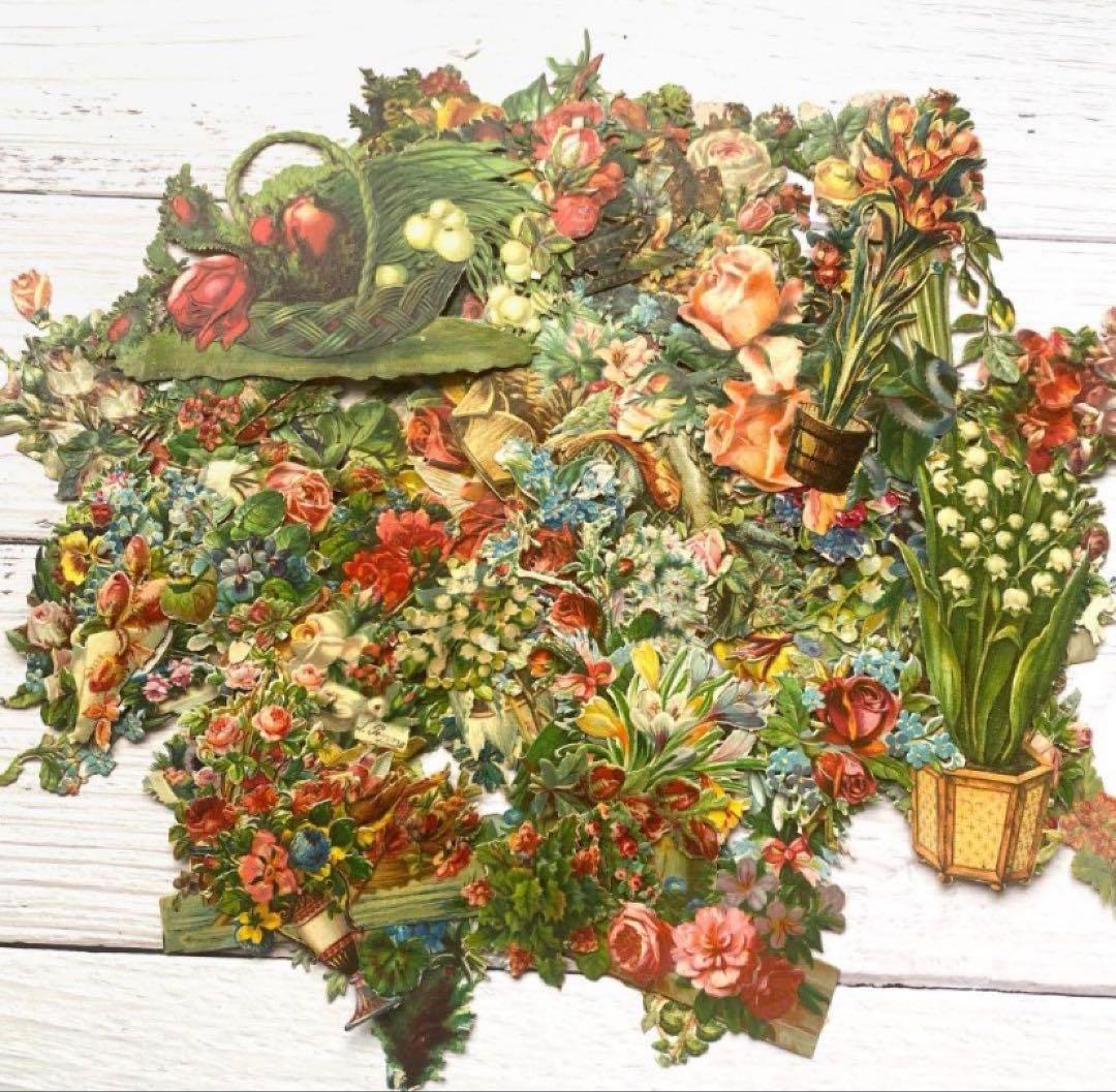 フラワー　クロモス　120枚　a51 ドイツ クロモス【M】ガーリーフラワー - ドイツ クロモス 輸入雑貨