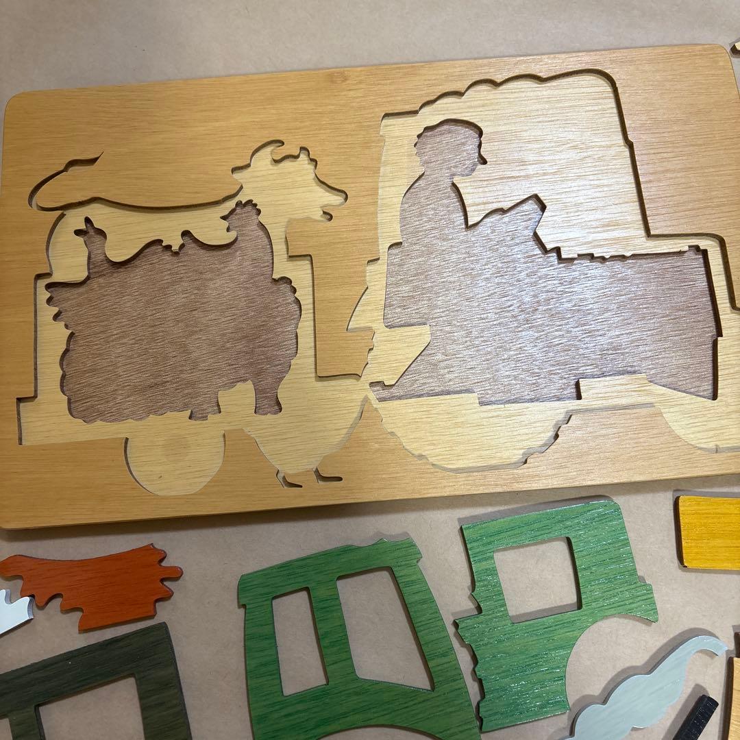 ジョージラック 二重パズル 木製農場パズル トラクターと動物