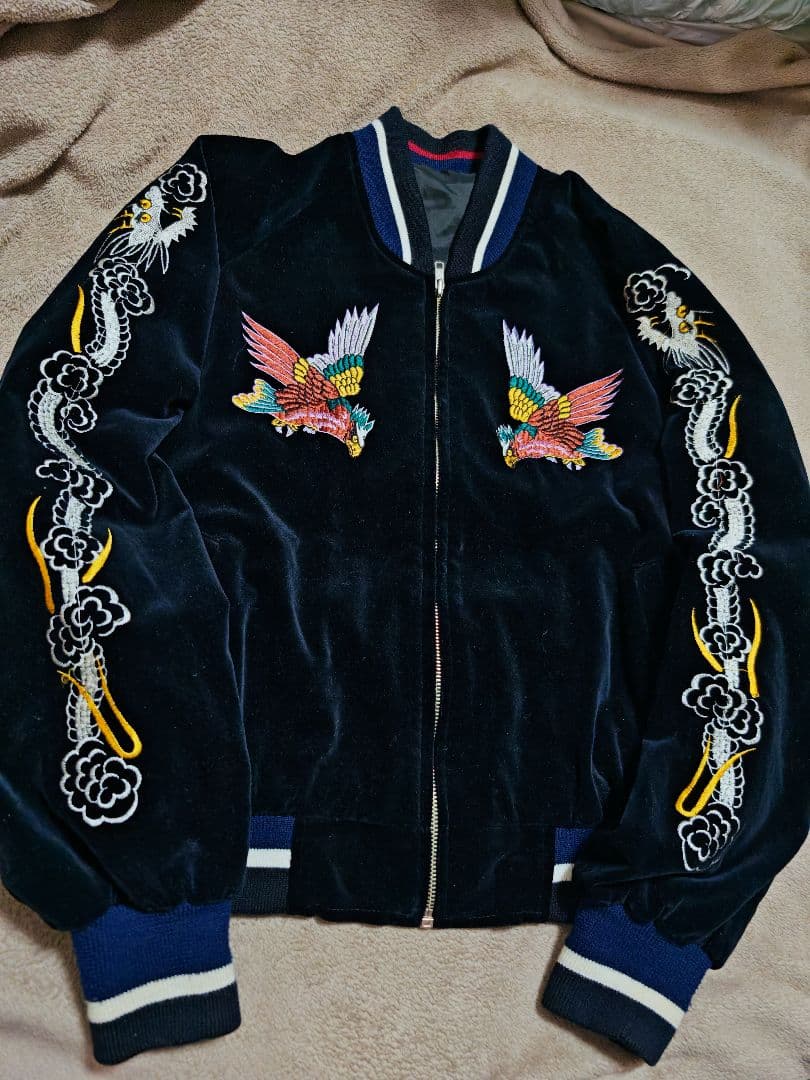 美品 Vintage 別珍 鷲 日本限定 スカジャン ベルベット unisex - メルカリ