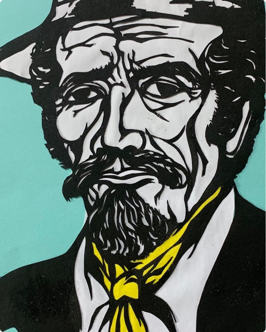 絵画　切り絵　現代アート　谷村篤秀作　人物画　一点物