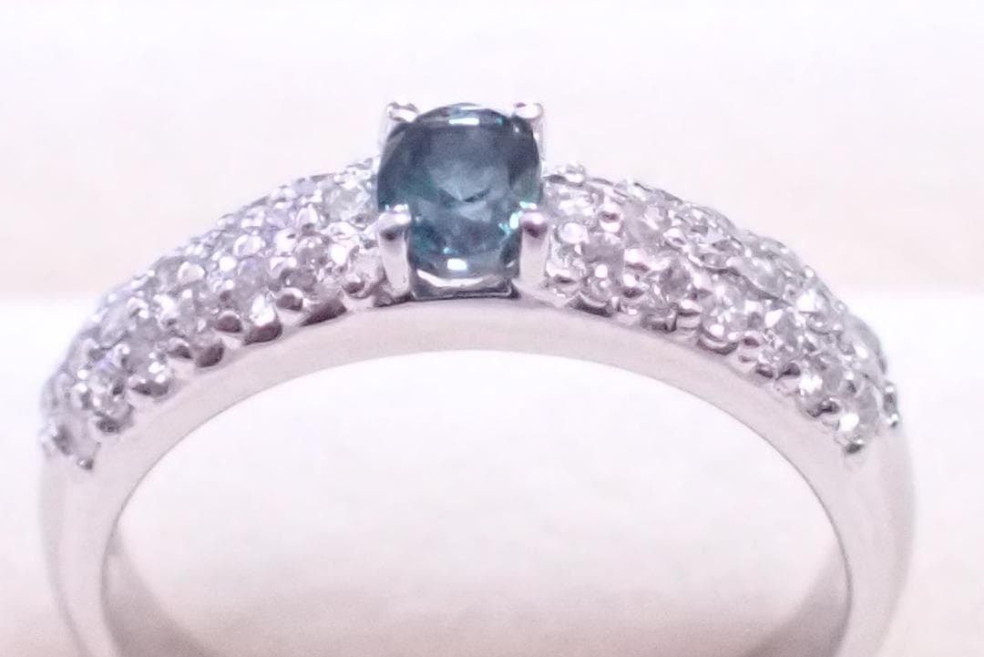 アレキサンドライト　指輪　0.41ct　ダイヤ0.43ct　10.5号