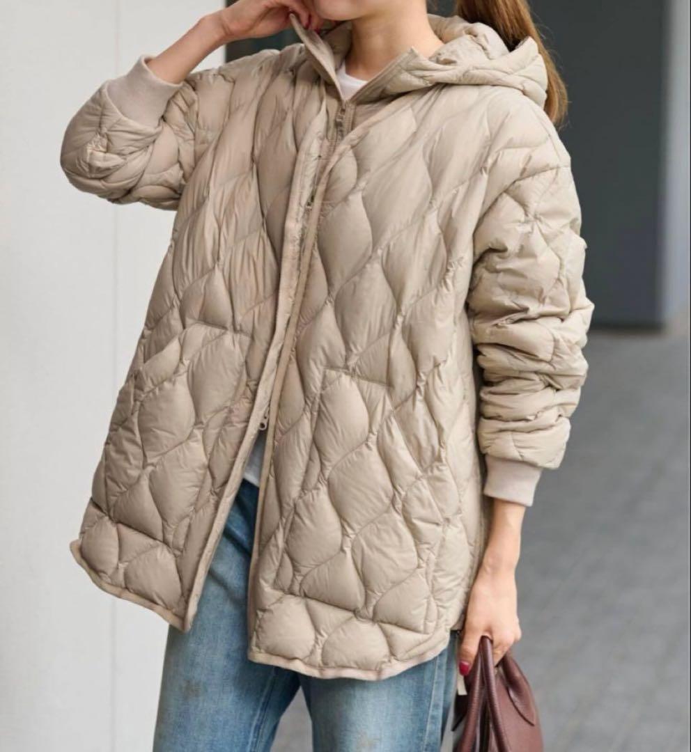 FRAMeWORK】TAIONタイオン別注フードビブス付ブルゾンベージュダウン