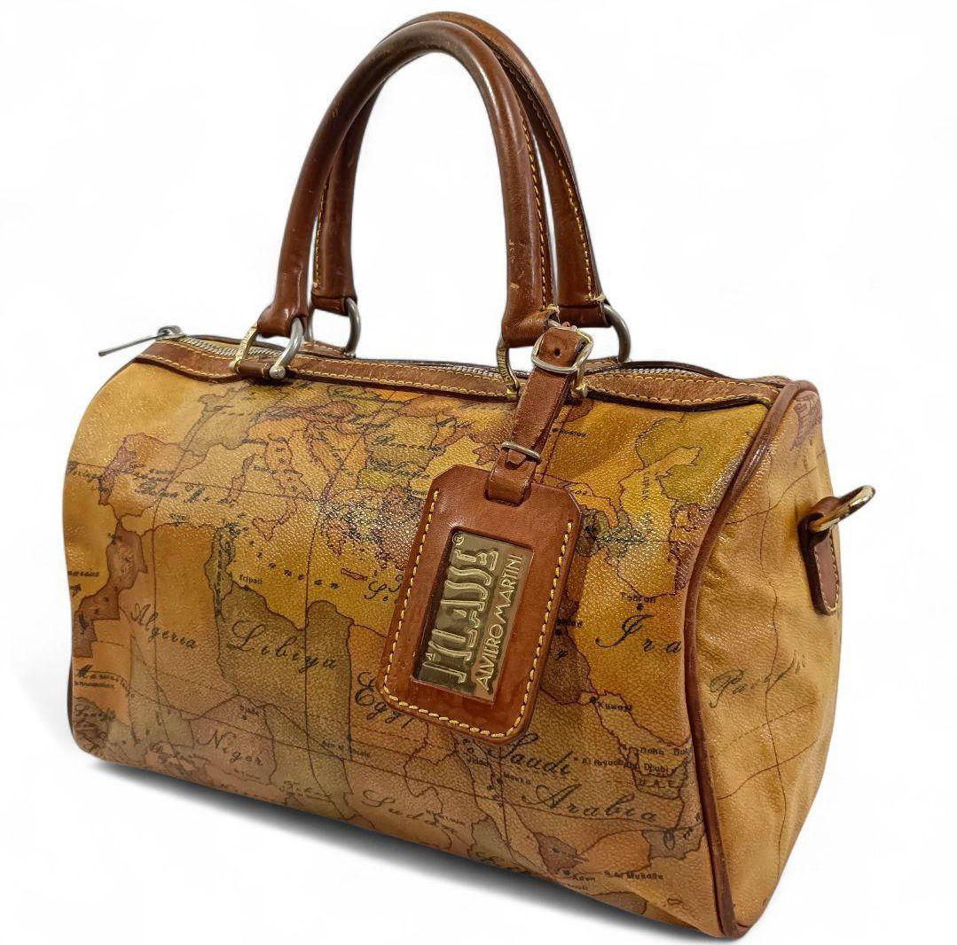 正規品 プリマクラッセ ハンドバッグ ミニボストン PVC レザー 地図柄