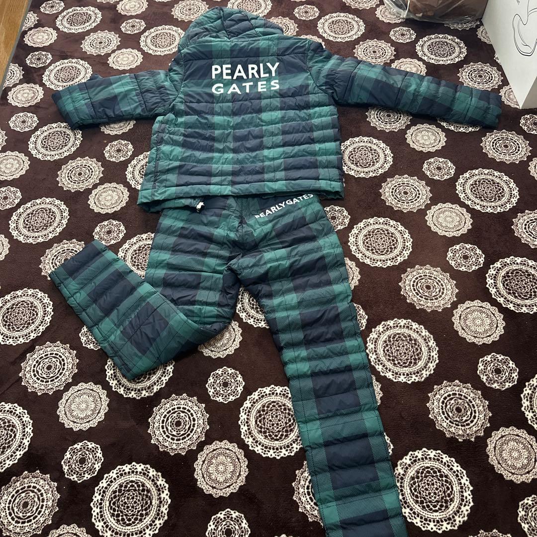 PEARLY GATES ダウンジャケット グリーン系チェック - メルカリ