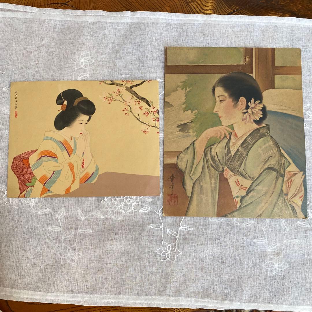 日本画 高畠華宵 汽車の旅 美人画2枚セット 昭和レトロ - メルカリ