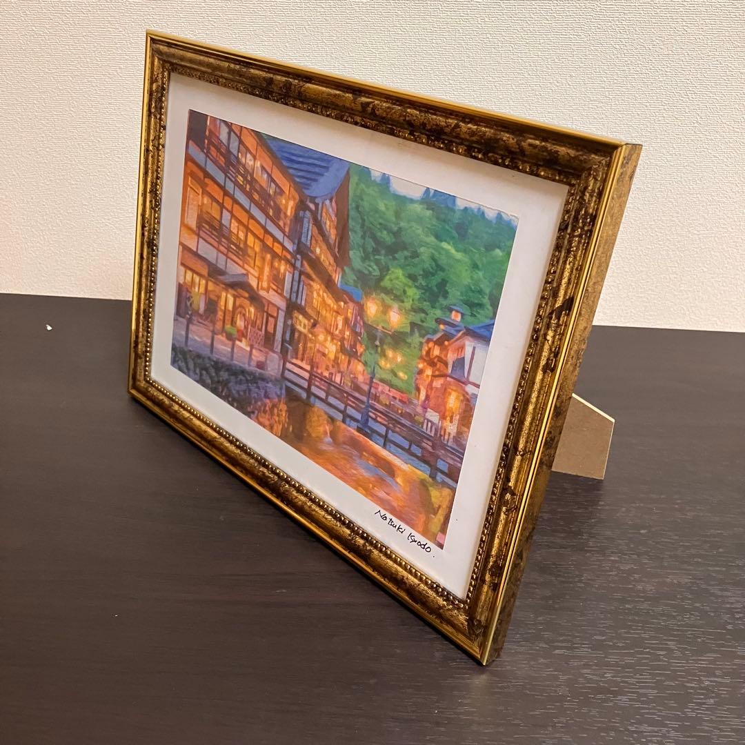 ジブリアート14 千と千尋の神隠しより「銀山温泉」32.7㎝×24.0㎝　額装品