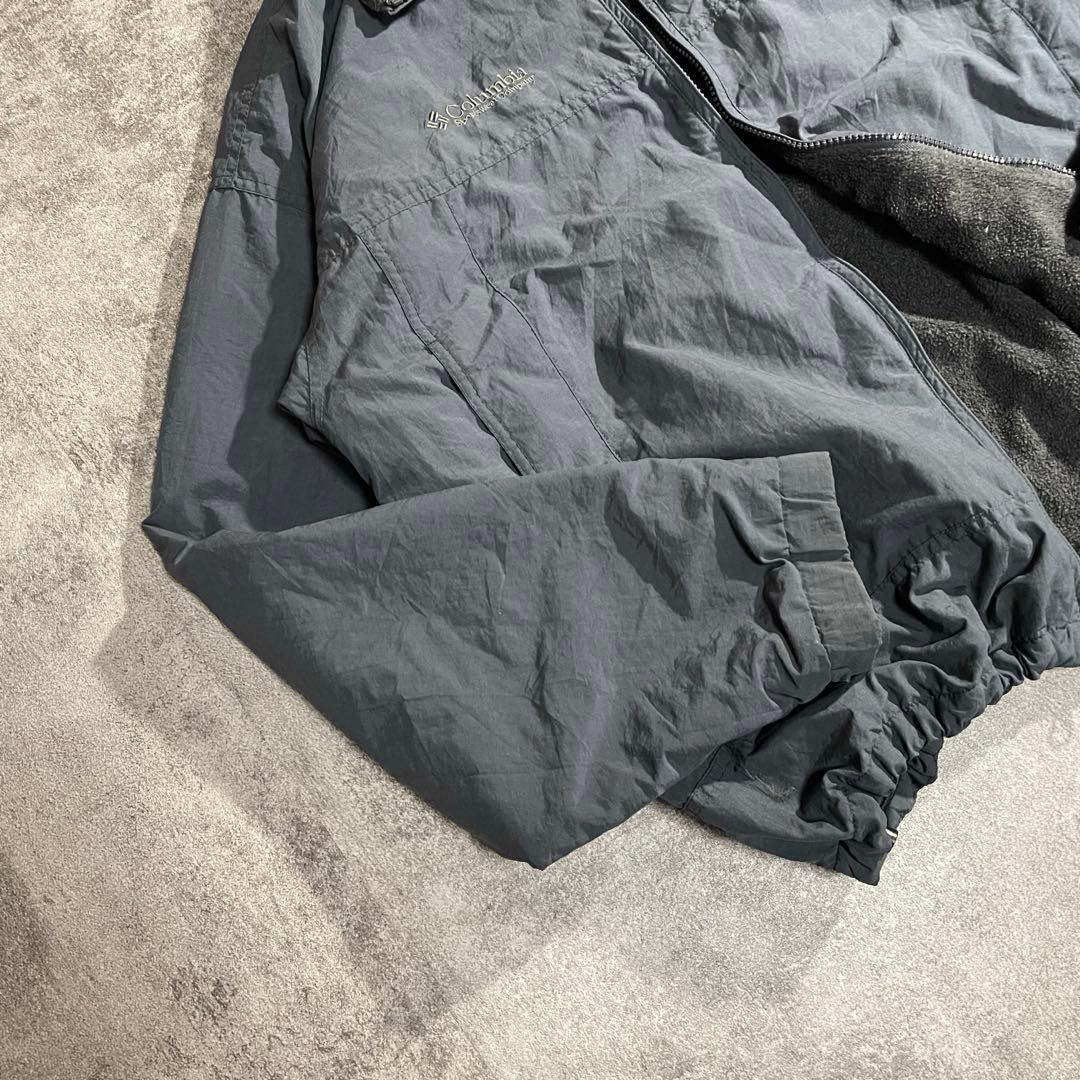 90'sColumbia古着ウォームアップジャケット短丈灰色/黒刺繍ロゴLサイズ