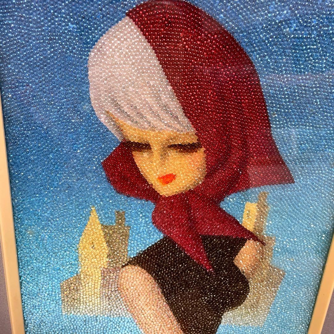 レトロ ビーズアート額 東郷青児 ビーズ額D - メルカリ