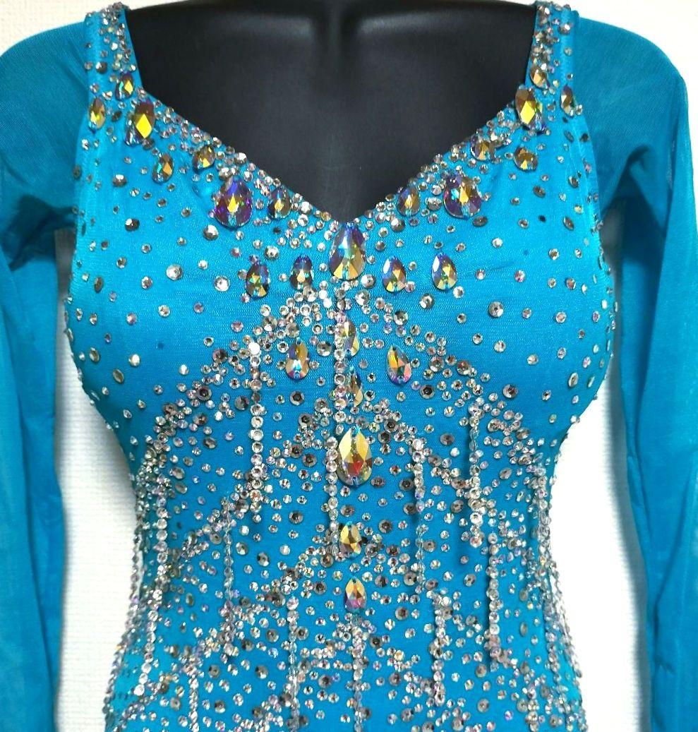 社交ダンス♡ジャンティ ラテンドレス ターコイズブルー 競技 デモ