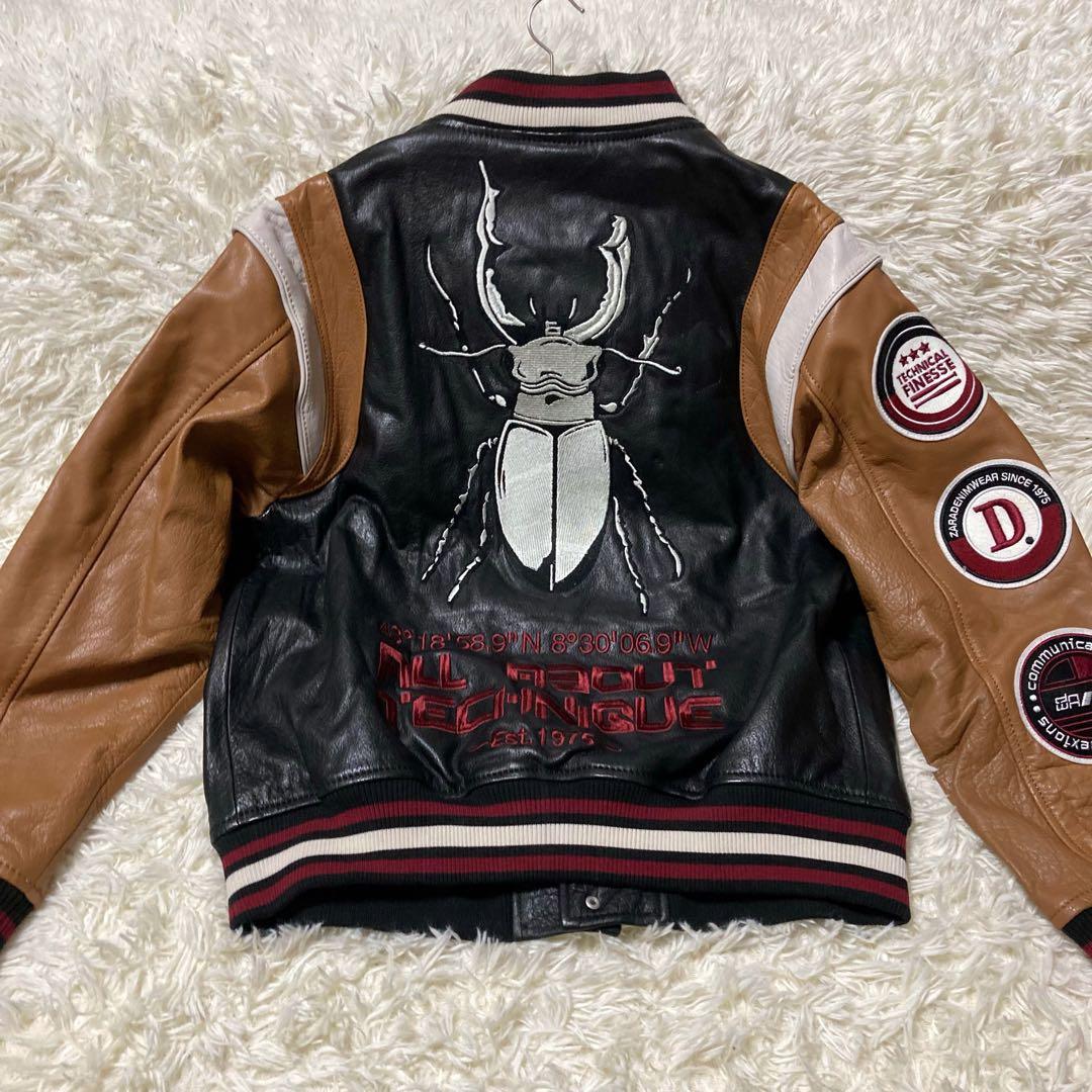 ZARA レザーボンバージャケット ザラ レザースタジャン クワガタ