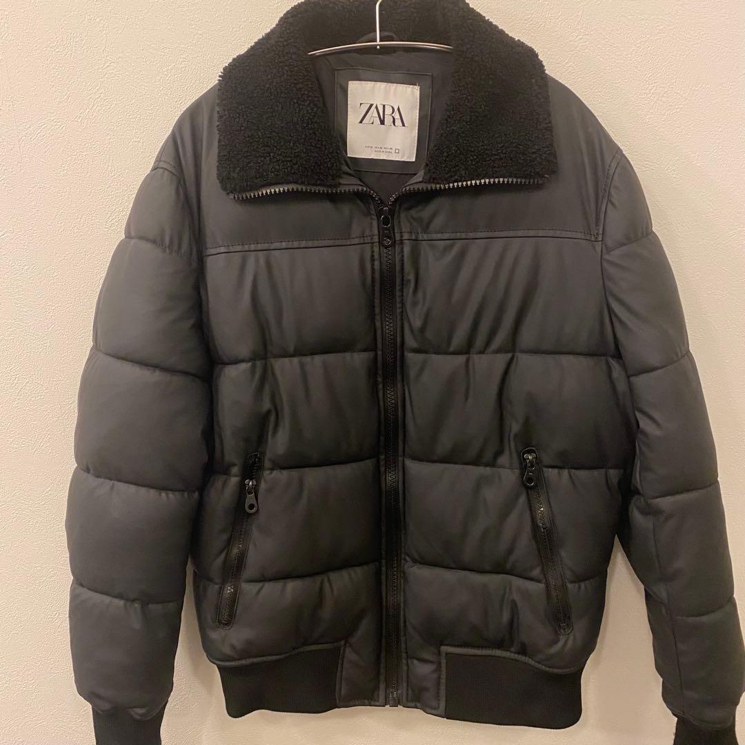 ZARA ザラ ボア襟付き黒ジャケット 40サイズ - メルカリ