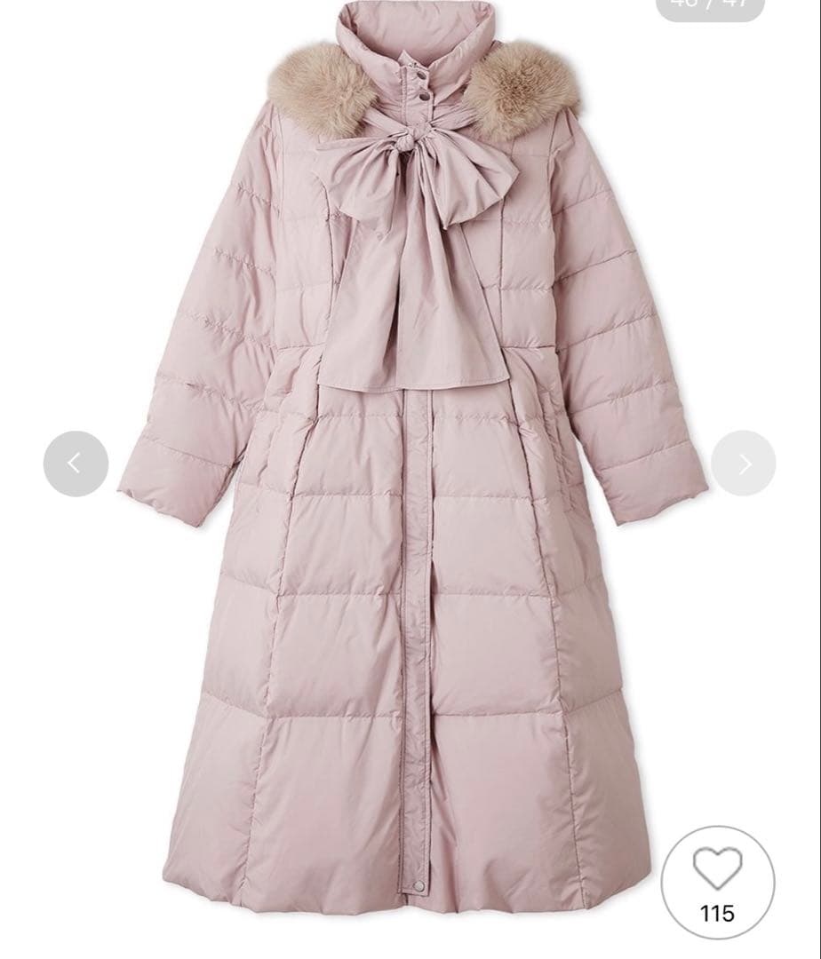 セルフォード フードリボンロングダウンコート ピンク 新品未使用