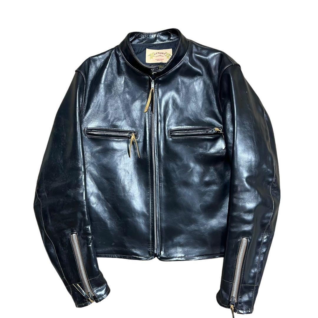 GARUDA ホースハイド シングル レザー ライダース ジャケット 馬革 黒