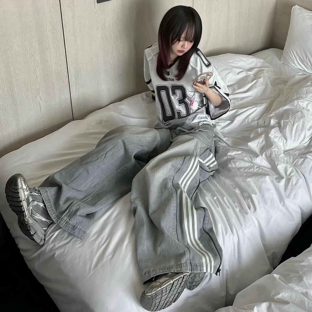 新品24⭐️アディレニウム シーズン3 ジップウォッシュド デニムパンツ