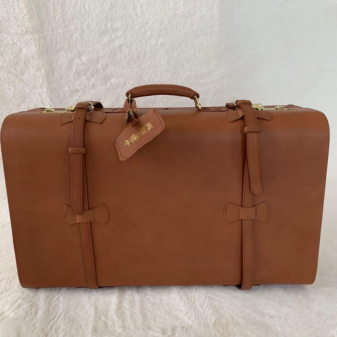 午後の紅茶 初代コイズミトランク アンティーク 希少 本革 キャメルブラウン