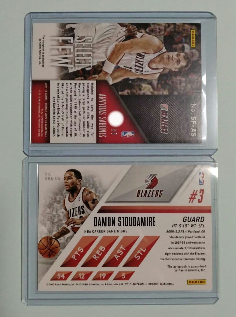 2枚まとめ アルビダス・サボニス、デイモン・スタウダマイア サイン