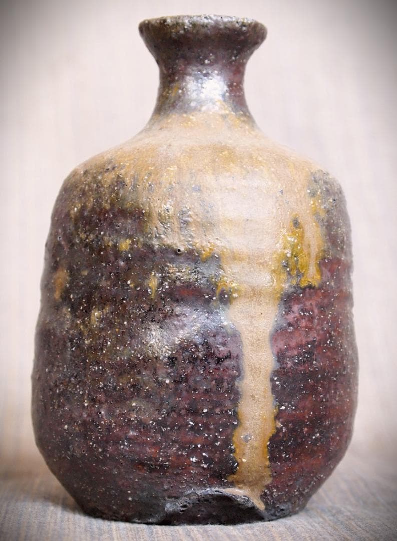 希少作★小山日出男★黒備前《窯変》徳利★黄胡麻