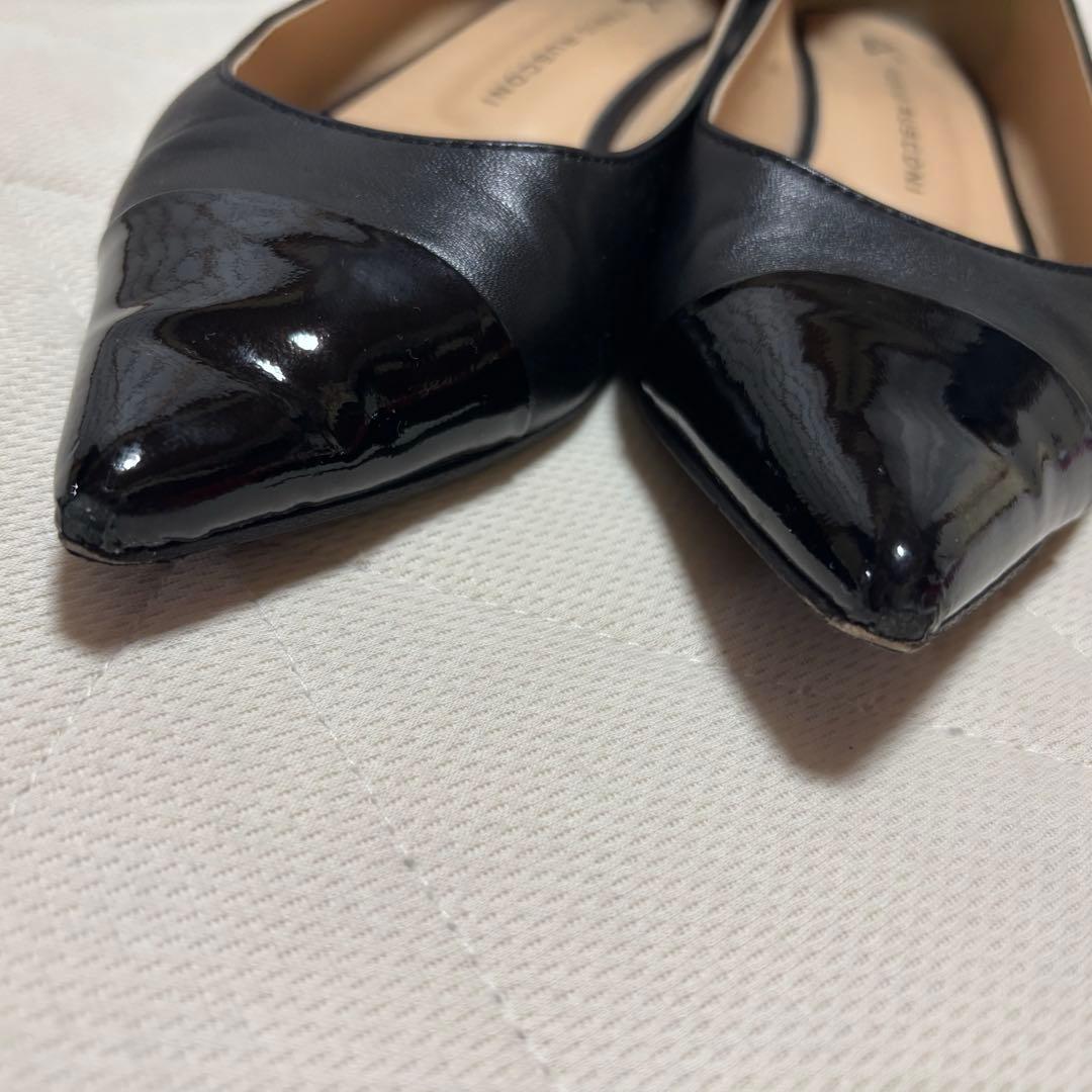 FABIO RUSCONI ポインテッドトゥ パンプス ブラック エナメル 38