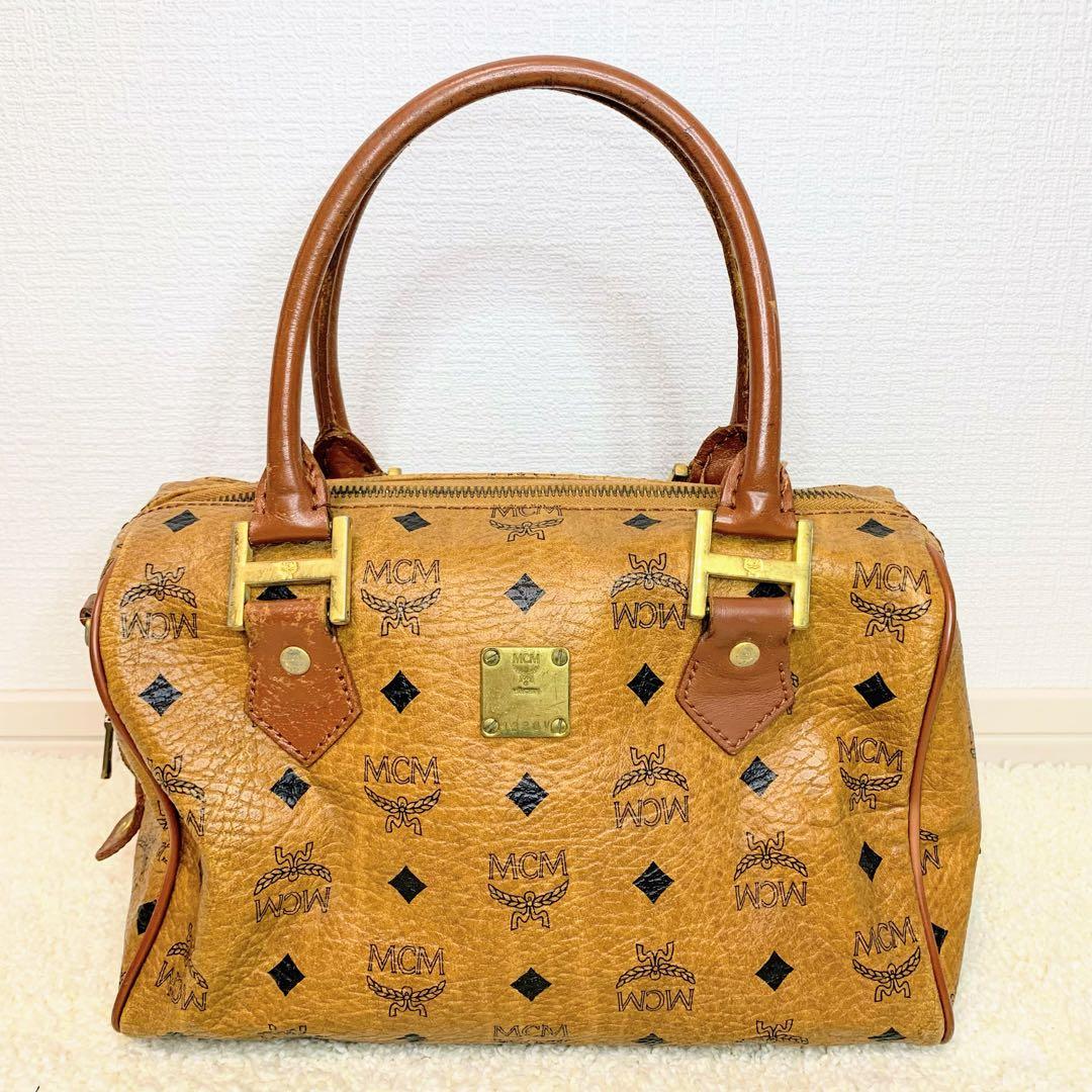 MCM ヴィセトス ミニボストン ハンドバッグ レザー ブラウン MCM エムシーエム ヴィセトス ミニボストンバッグ 2WAYバッグ ブラウン