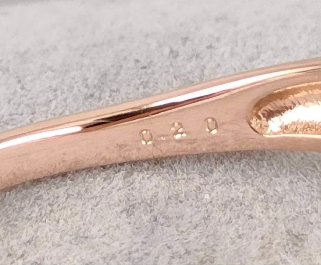 18金 K18PG ダイヤ0.2ct付き カーブリング 2.27g 15号