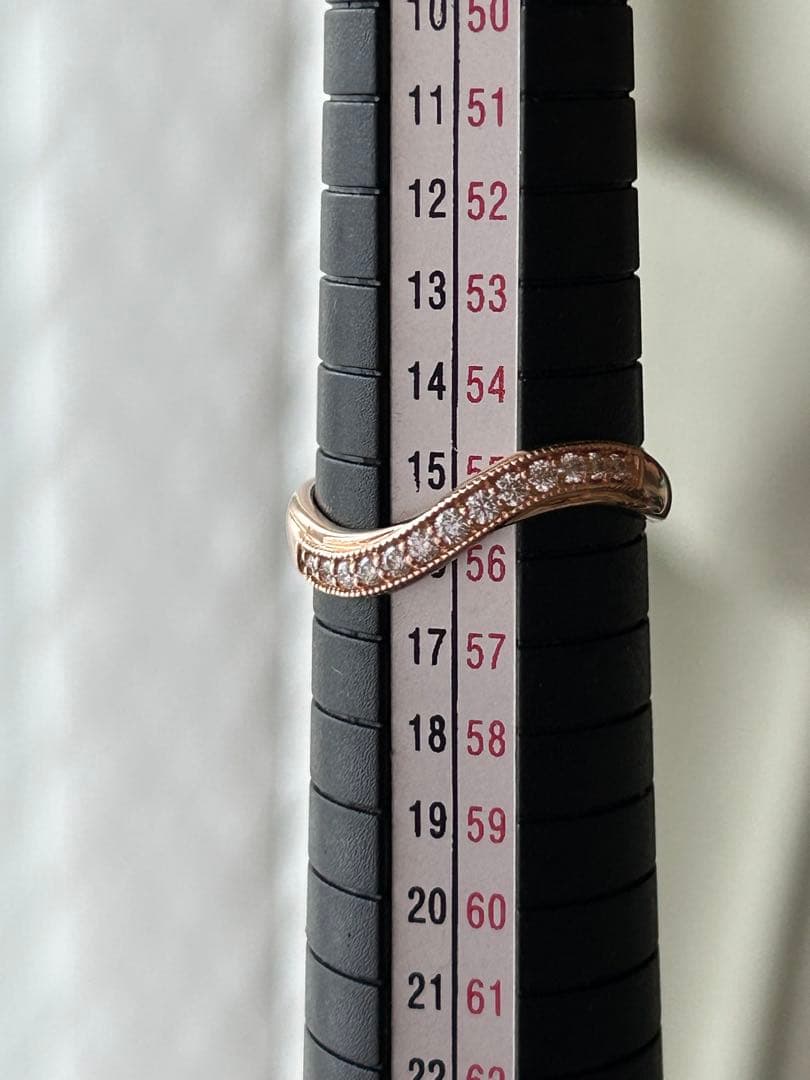 18金 K18PG ダイヤ0.2ct付き カーブリング 2.27g 15号