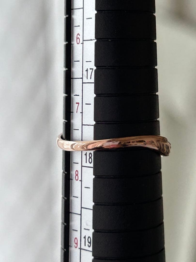 18金 K18PG ダイヤ0.2ct付き カーブリング 2.27g 15号