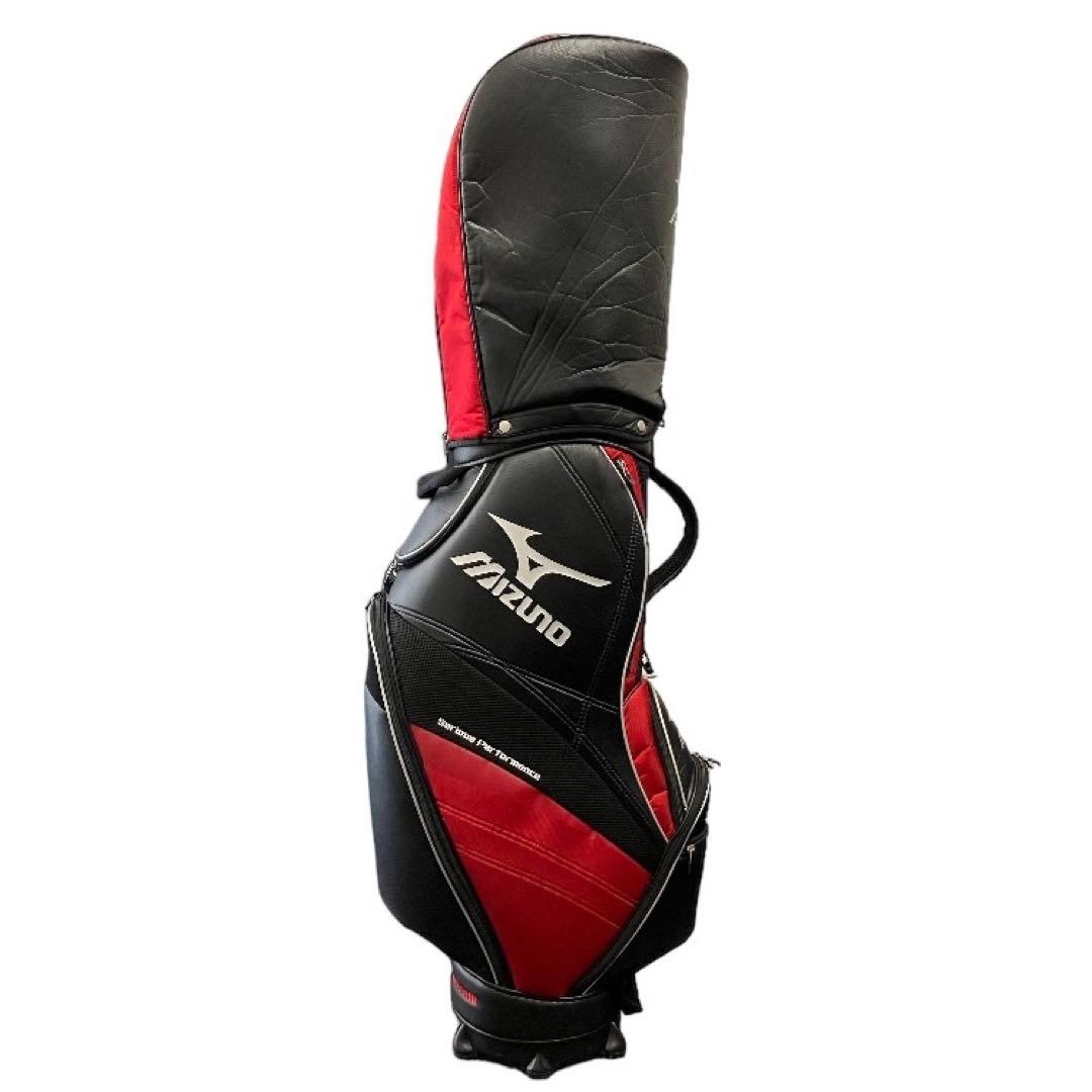 値下げ！ミズノ キャディバッグ ゴルフバッグ 黒 赤 - メルカリ