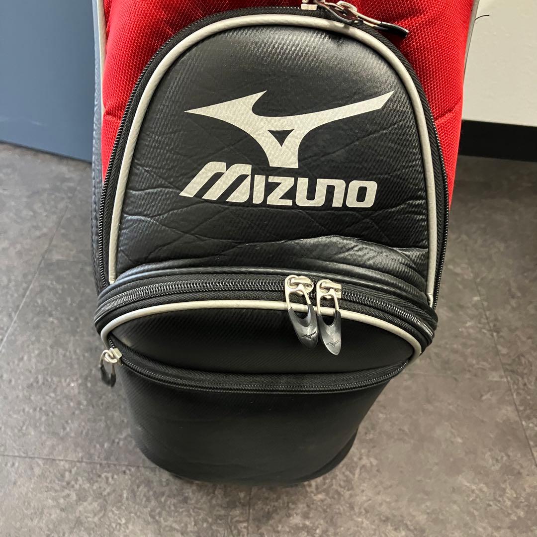 値下げ！ミズノ キャディバッグ ゴルフバッグ 黒 赤 - メルカリ
