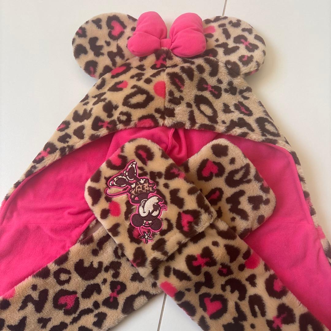 ディズニー ミニー ヒョウ柄 マフラー カチューシャセット