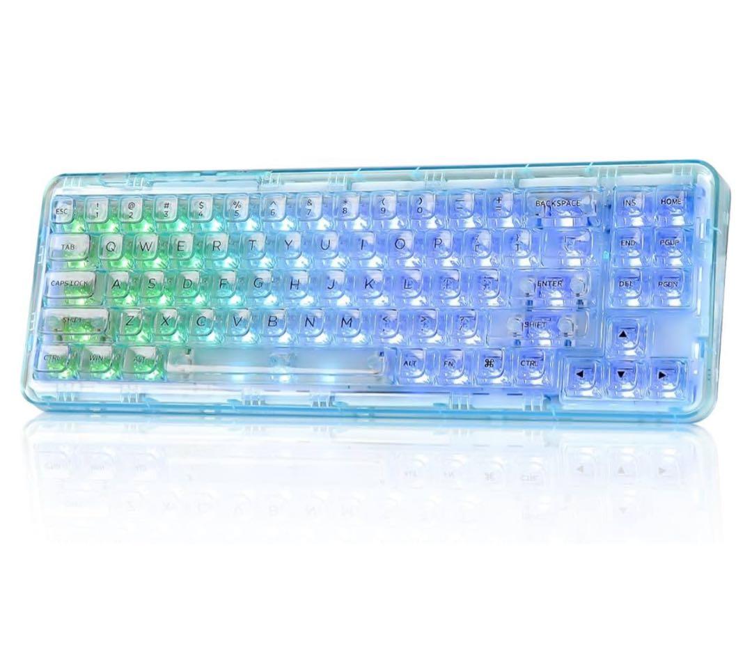 512441 YUNZII X71 メカニカルゲーミングキーボード　ライトブルー Amazon | YUNZII X71 メカニカルゲーミングキーボード 透明キー