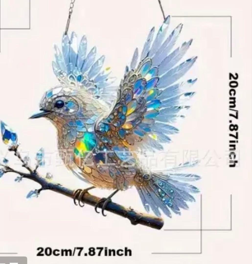 サンキャッチャー 青い鳥 バード ステンドグラス風 ナチュラル 北欧風