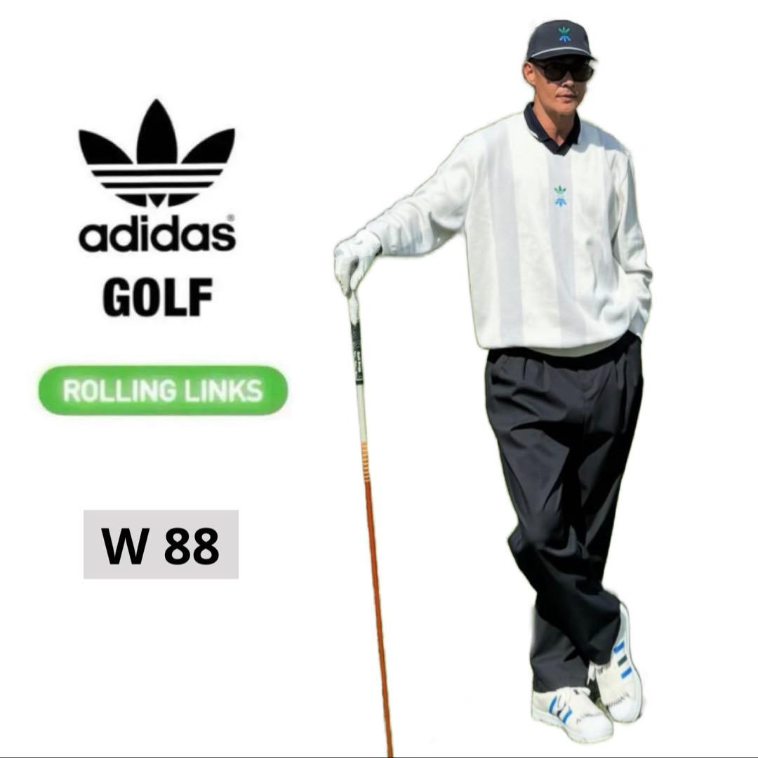 アディダス ゴルフ ローリング リンクス 88 チノ パンツ 黒 ウェア アディダス 【ゴルフ】ROLLING LINKS ツイストウィーブ ワイド