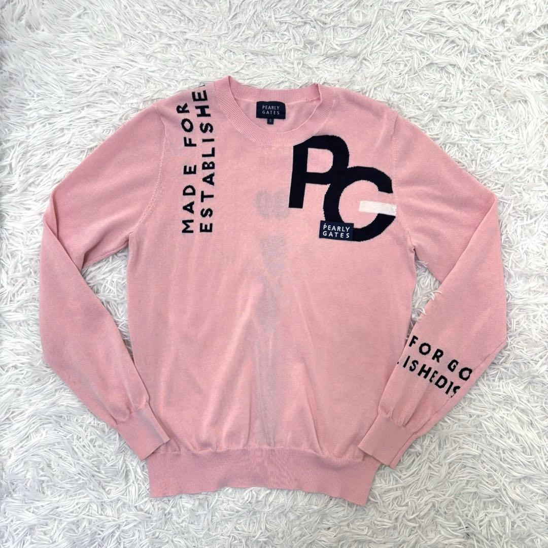 最新 パーリーゲイツ ニット ピンク ロゴ ゴルフ ウェア PEARLY GATES パーリーゲイツ ロゴ タートルネックニット ピンク 5