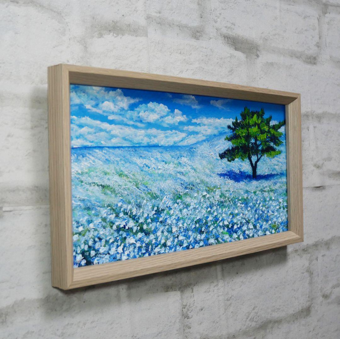 長方形ミニ絵画【ネモフィラの丘】