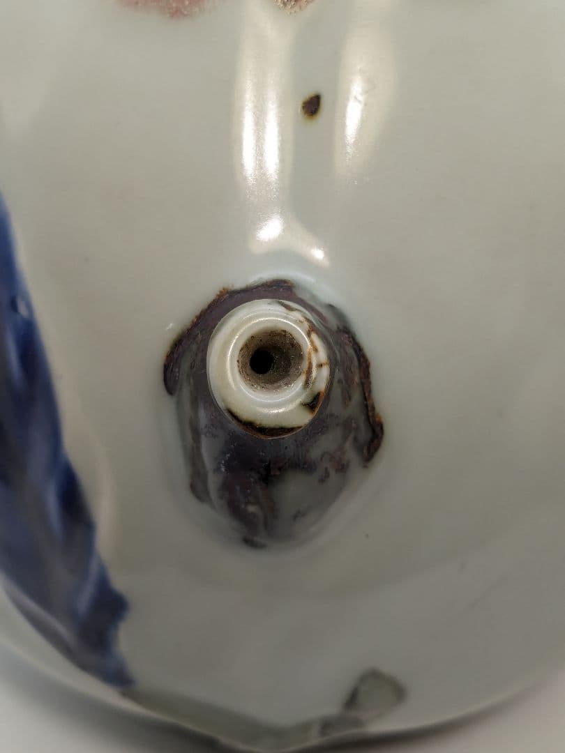 李朝 特大桃型水滴 辰砂青華彩 高麗白磁 染付 李氏朝鮮 書道具 水差 水