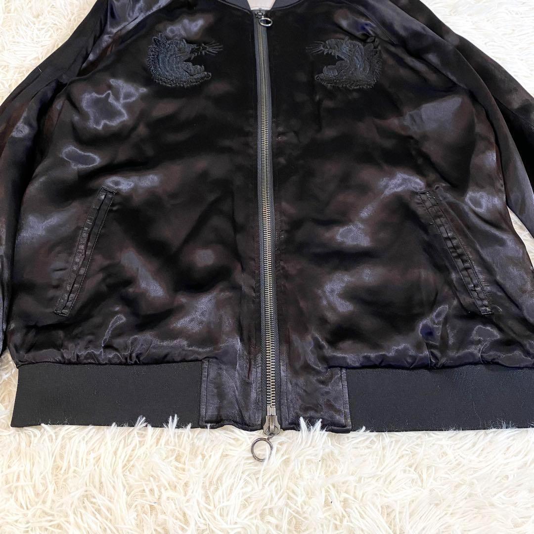 ZARA ザラ XL スカジャン ブラック 黒 刺繍 虎 タイガー レーヨン