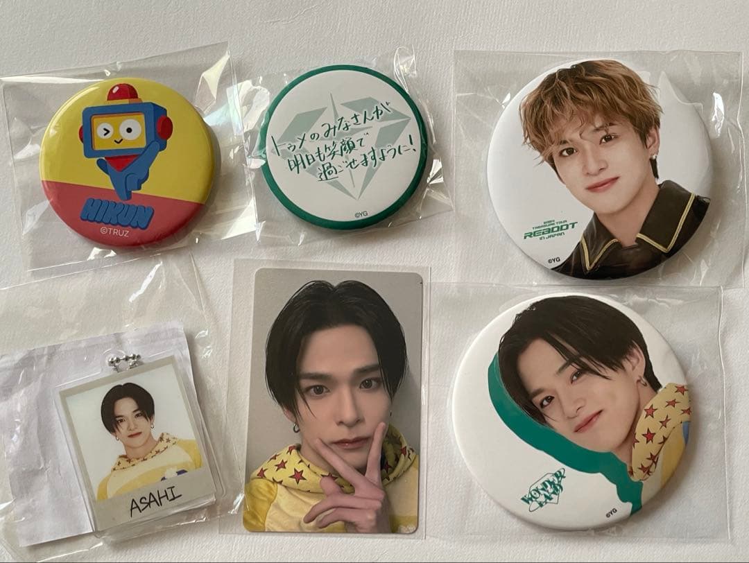 TREASURE アサヒ アクキー 缶バッジ トレカ TRUZ HIKUN - メルカリ