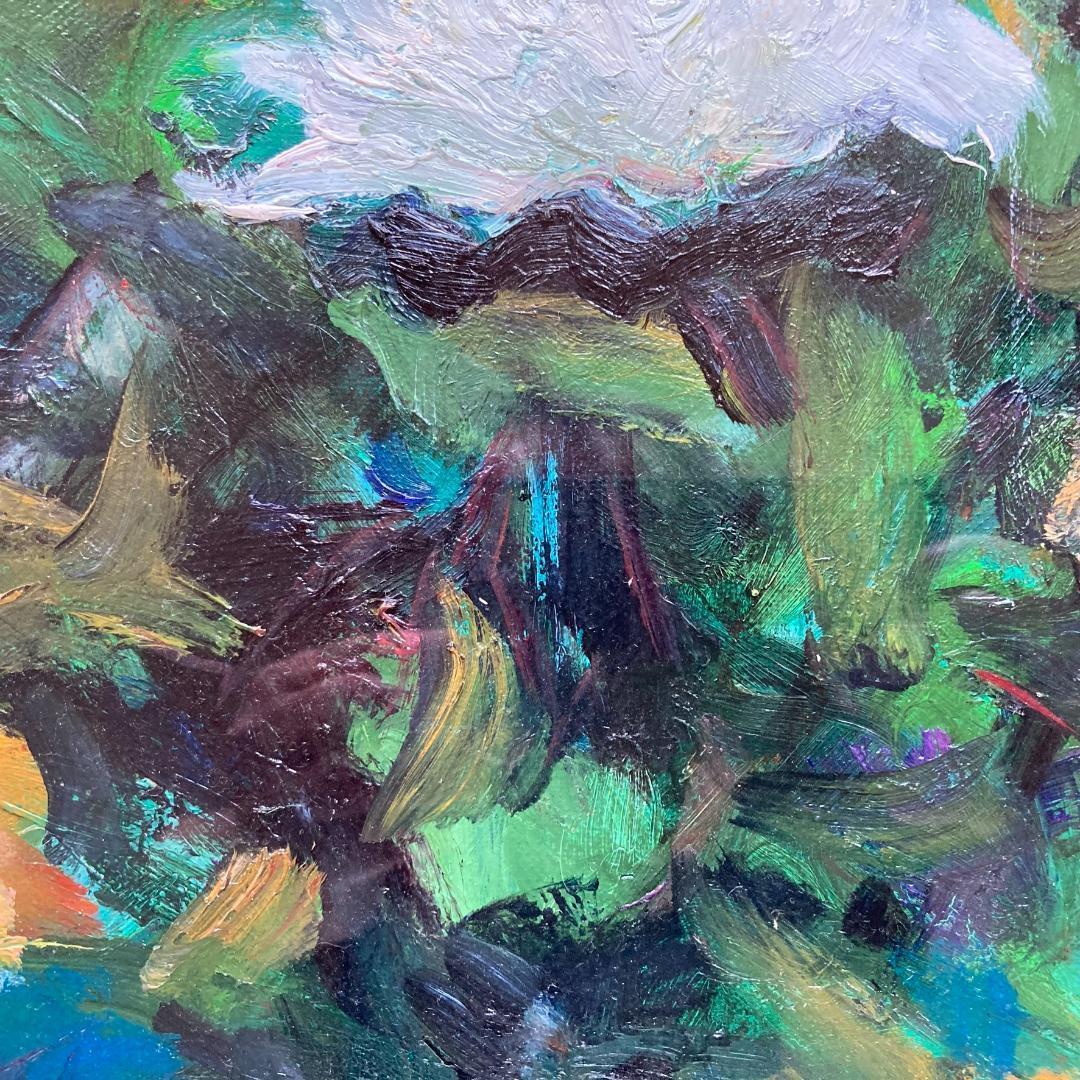 【広瀬寅夫】1984年制作 79歳時の油絵 花瓶の菊花 12号