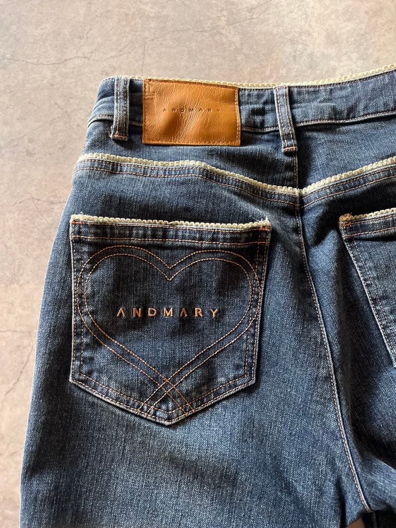 ANDMARY Heart stitch denim navy blue - メルカリ