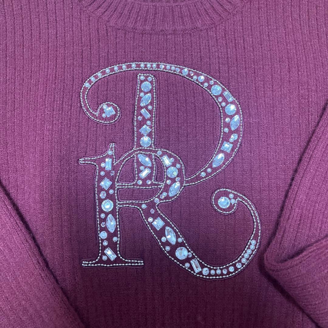 Darich ダーリッチ DRビジューボリュームリブニットトップス BRD 赤