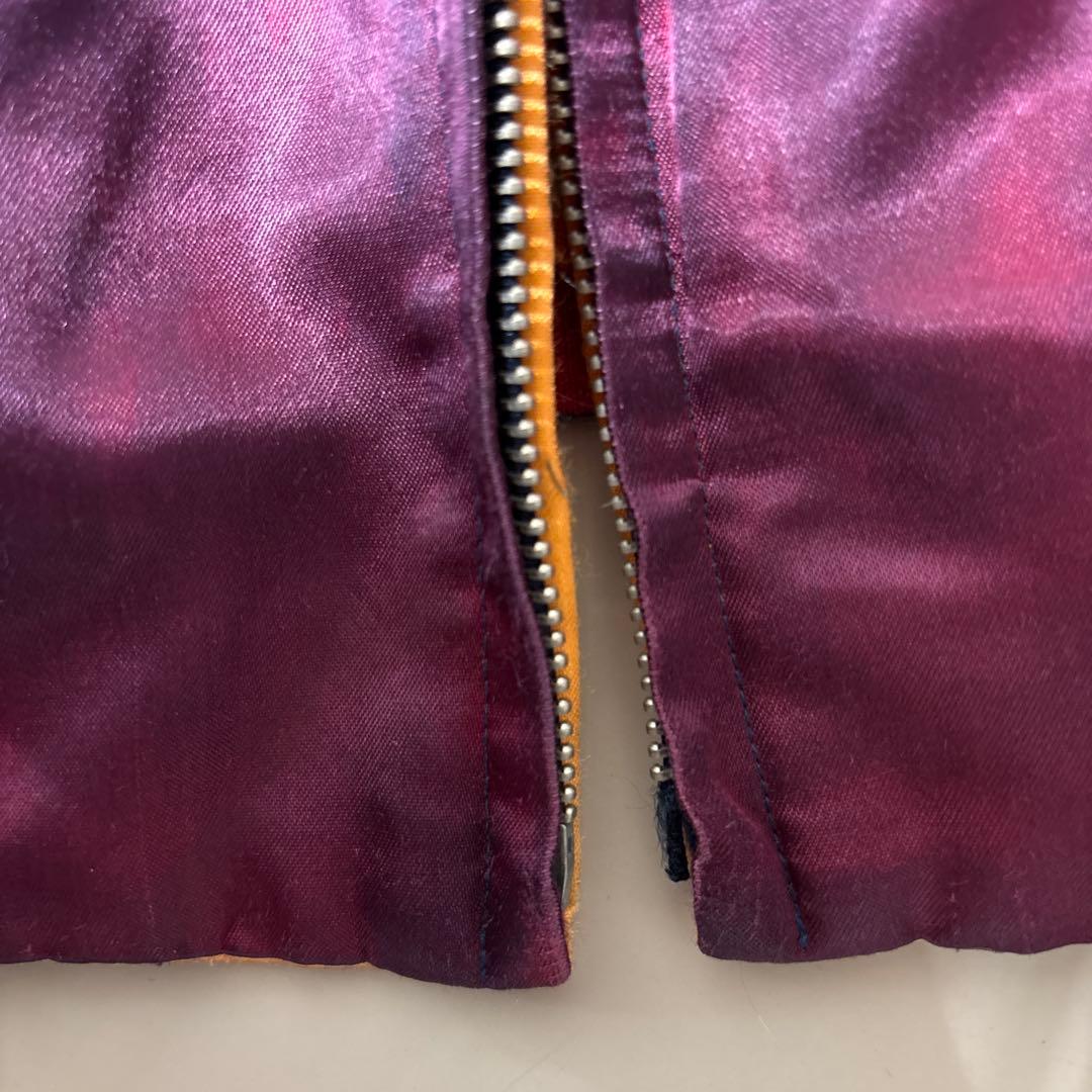 スカジャン バーガンディ オレンジ刺繍 - メルカリ