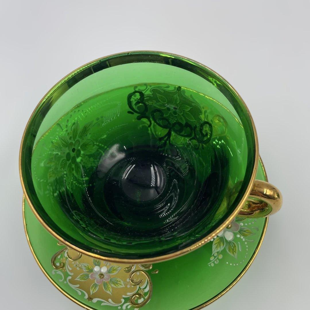 ベネチアン ガラス カップ＆ソーサー 2客とグラスセット