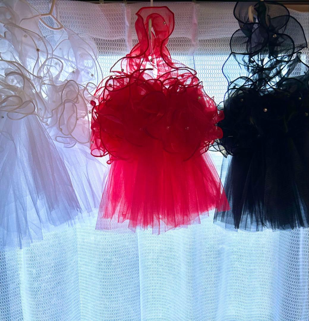 チュール被布 子供用黒白フリル着物 - メルカリ