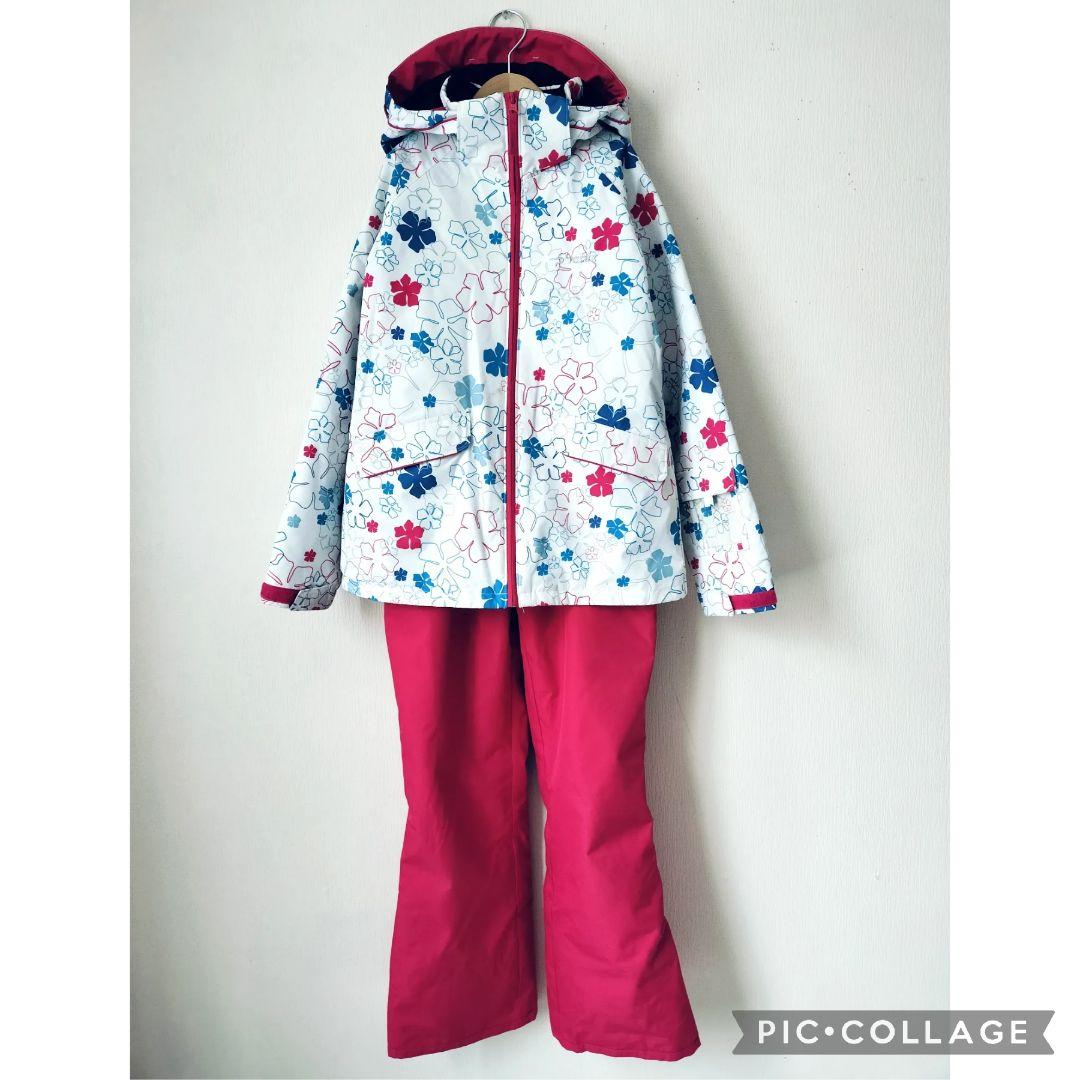 美品 Phenix クリスタルガールズ スキーウェア 160 花柄×ピンク 上下