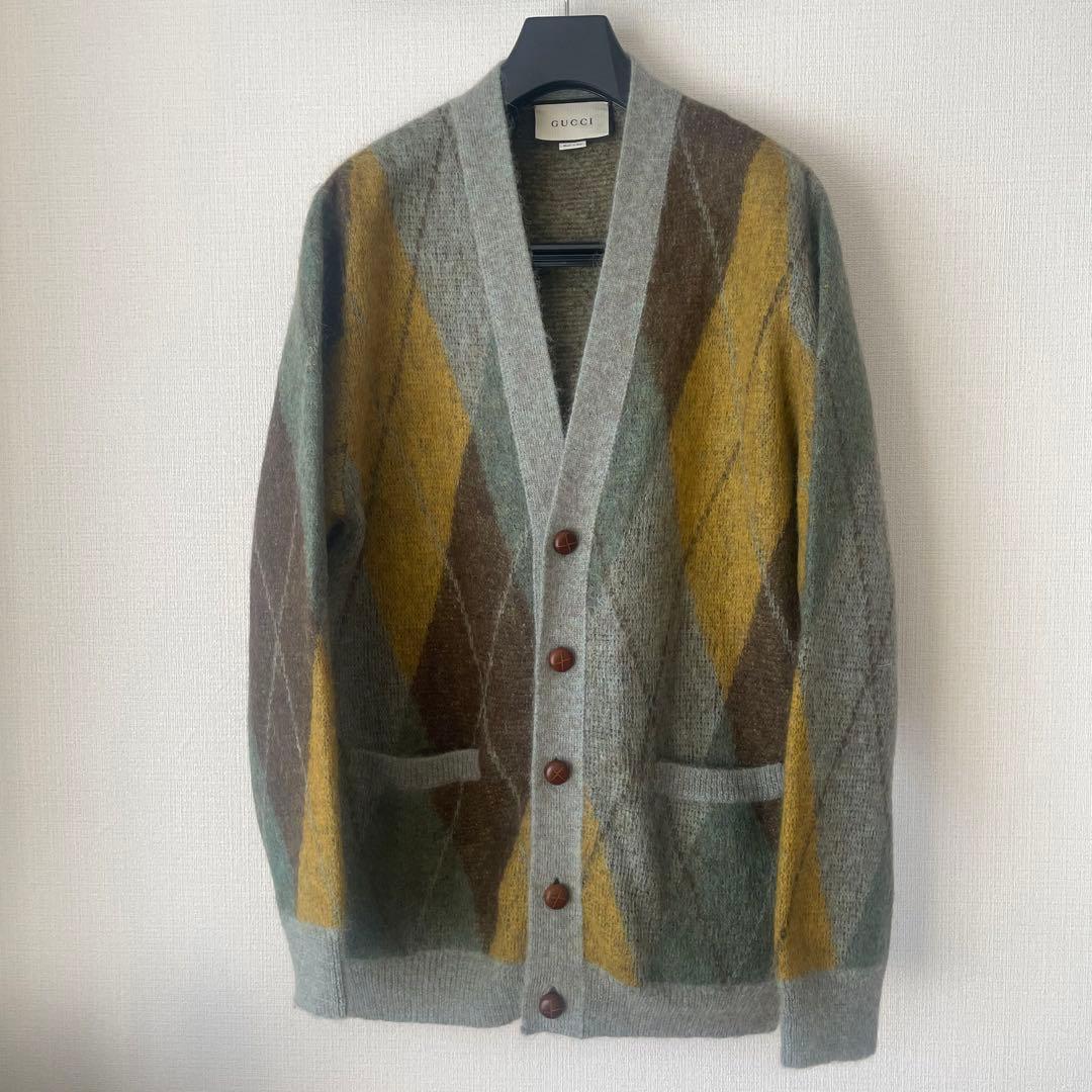 2020AW gucciアーガイルモヘアカーディガン グッチ ティモシーシャラメ