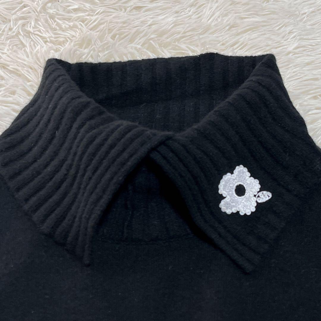 エムズグレイシー リブ襟 花モチーフ 長袖ニット38 ブラック - メルカリ