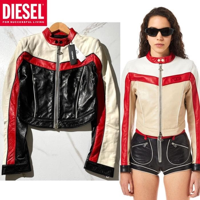 未使用 定価22万 ディーゼル Dロゴ ライダース レザージャケット