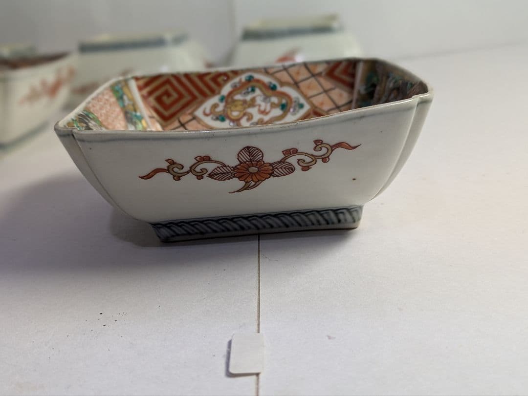 古伊万里、有田焼、富右衛門作、『色絵二方窓絵龍鶴文見込染付金彩山水