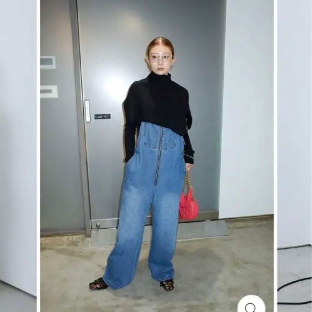 さお　フロントジップデニムサロペット サロペット オーバーオール 「XSサイズあり」フロントジップデニム