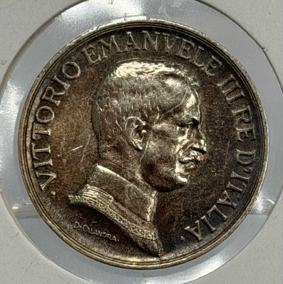 1916年イタリア勝利の女神ヴィクトリア＆エマニュエーレ3世1リラ銀貨
